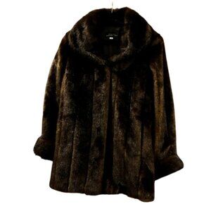 Donna Salyer's Fabulous Furs BROWN MINK Couture Faux Fur Mid-Thigh Length Coat